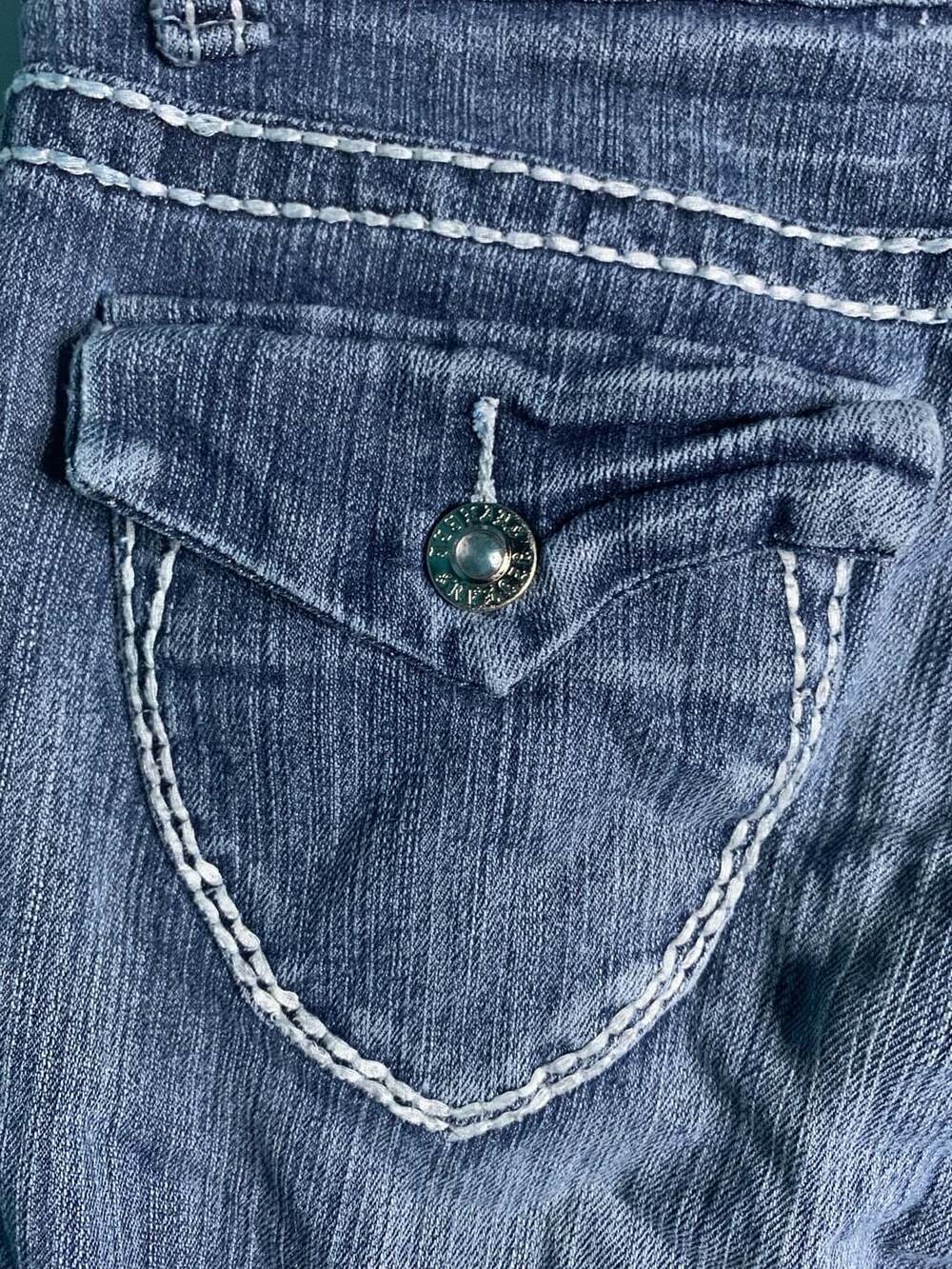 3z Jeans Skinny Jeans Size 3 Blue Denim Flap Pocket White Stitching